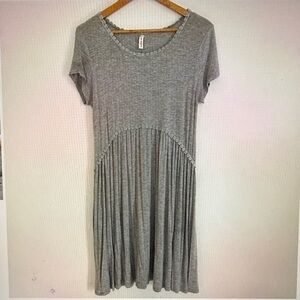 My Beloved Women Gray Short Sleeve Pullover Rayon Stretch Dress Size L